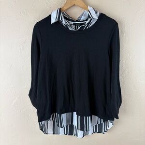 Alyx Black and White Women's Top Faux Shirt Sweater size XL